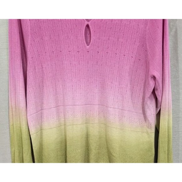 Sigrid Olsen Women's XL WICKED Pink Green Top Lightweight Knit Silk Linen Blend - Picture 13 of 16